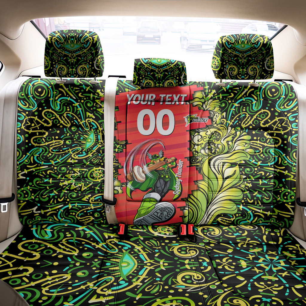 Personalized Sydney Thunder Cricket Back Car Seat Cover Hippie Psychedelic Pattern Vibrant Mandala Art Style