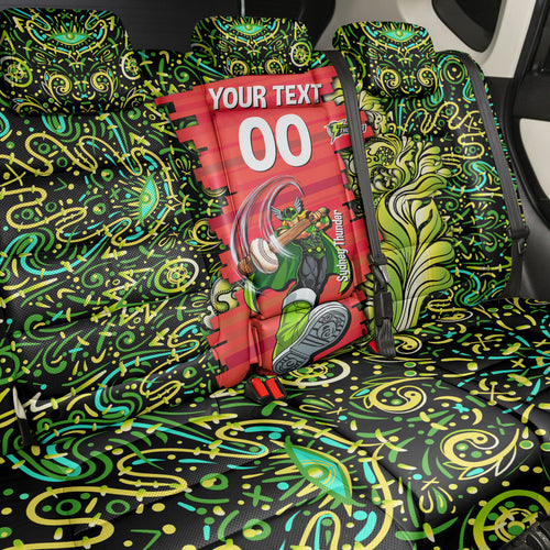 Personalized Sydney Thunder Cricket Back Car Seat Cover Hippie Psychedelic Pattern Vibrant Mandala Art Style