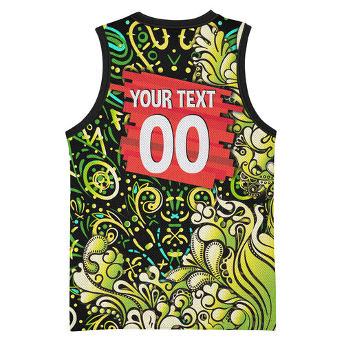 Personalized Sydney Thunder Cricket Basketball Jersey Hippie Psychedelic Pattern Vibrant Mandala Art Style