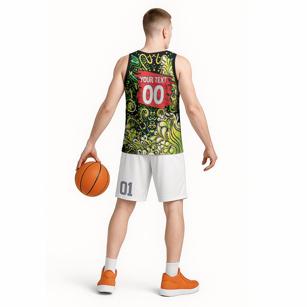 Personalized Sydney Thunder Cricket Basketball Jersey Hippie Psychedelic Pattern Vibrant Mandala Art Style