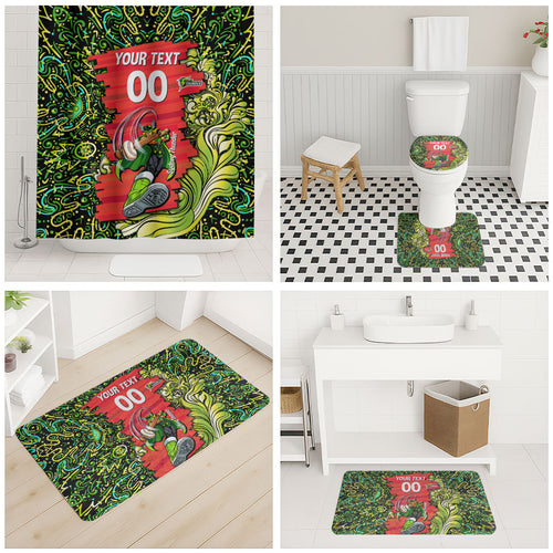 Personalized Sydney Thunder Cricket Bathroom Set Hippie Psychedelic Pattern Vibrant Mandala Art Style