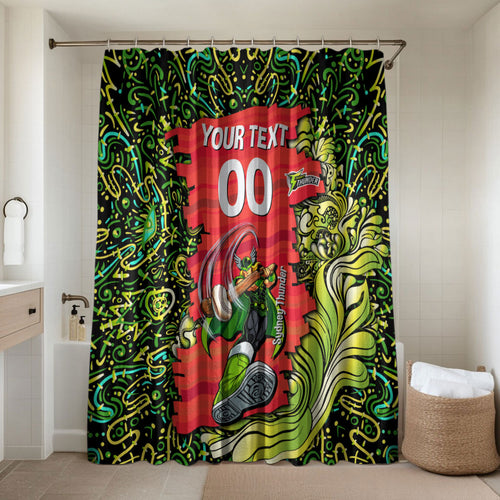 Personalized Sydney Thunder Cricket Bathroom Set Hippie Psychedelic Pattern Vibrant Mandala Art Style