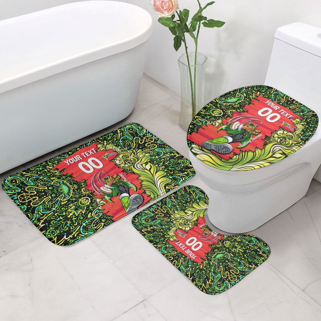 Personalized Sydney Thunder Cricket Bathroom Set Hippie Psychedelic Pattern Vibrant Mandala Art Style