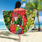 Personalized Sydney Thunder Cricket Beach Blanket Hippie Psychedelic Pattern Vibrant Mandala Art Style