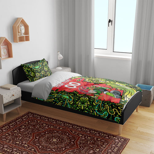 Personalized Sydney Thunder Cricket Bedding Set Hippie Psychedelic Pattern Vibrant Mandala Art Style