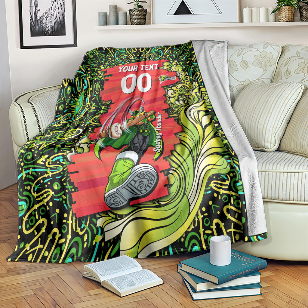 Personalized Sydney Thunder Cricket Blanket Hippie Psychedelic Pattern Vibrant Mandala Art Style
