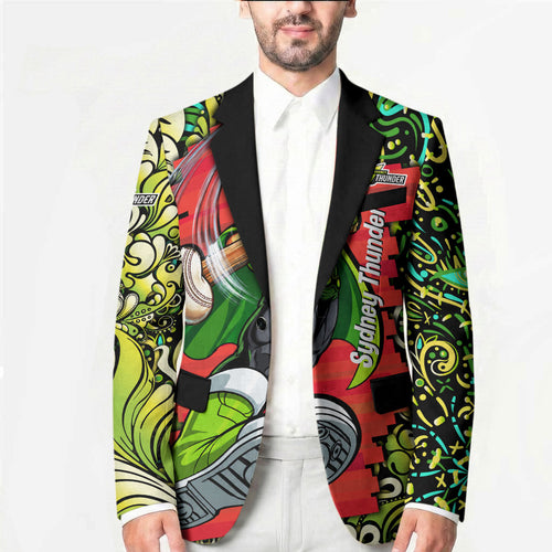 Personalized Sydney Thunder Cricket Blazer Hippie Psychedelic Pattern Vibrant Mandala Art Style
