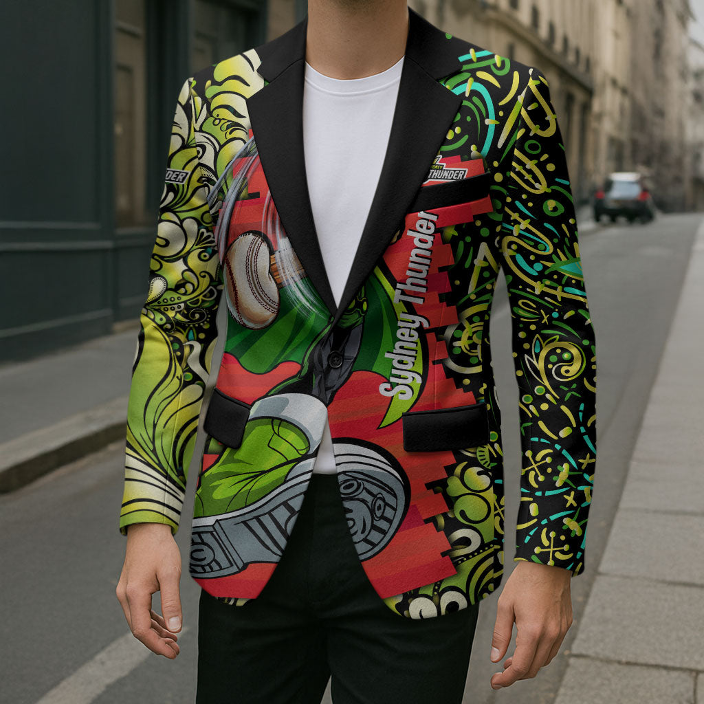 Personalized Sydney Thunder Cricket Blazer Hippie Psychedelic Pattern Vibrant Mandala Art Style