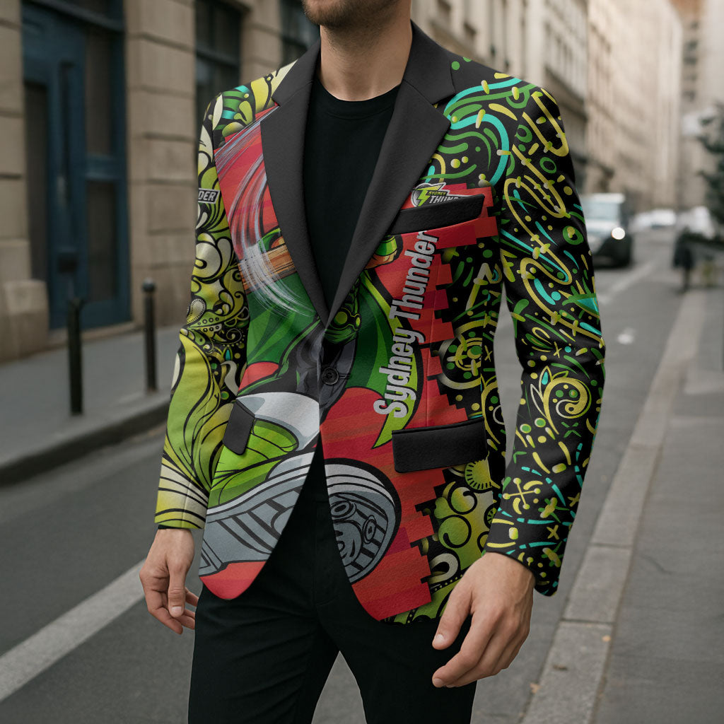 Personalized Sydney Thunder Cricket Blazer Hippie Psychedelic Pattern Vibrant Mandala Art Style