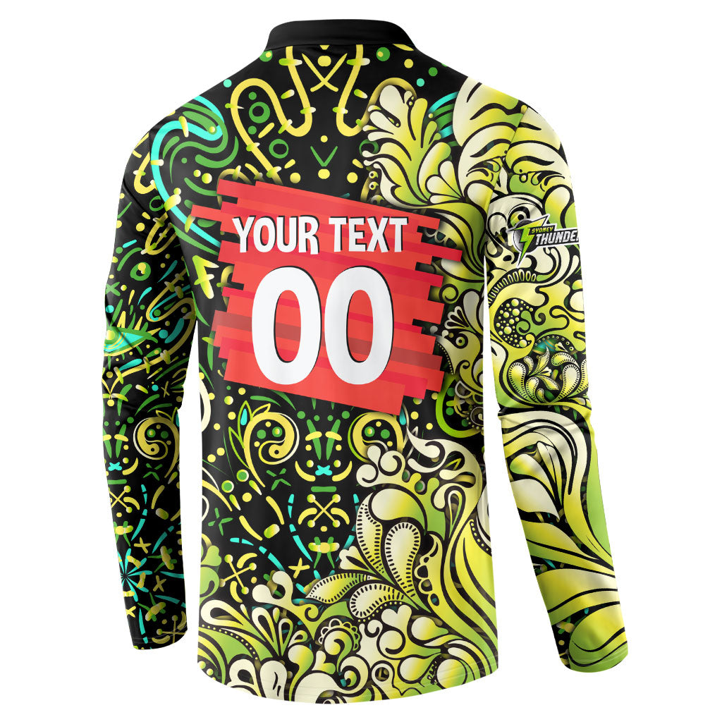 Personalized Sydney Thunder Cricket Button Sweatshirt Hippie Psychedelic Pattern Vibrant Mandala Art Style