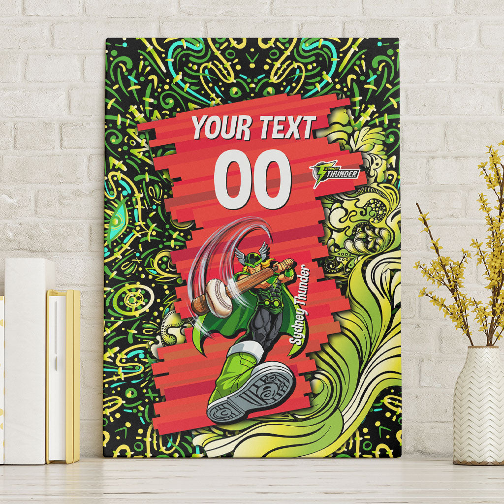 Personalized Sydney Thunder Cricket Canvas Wall Art Hippie Psychedelic Pattern Vibrant Mandala Art Style