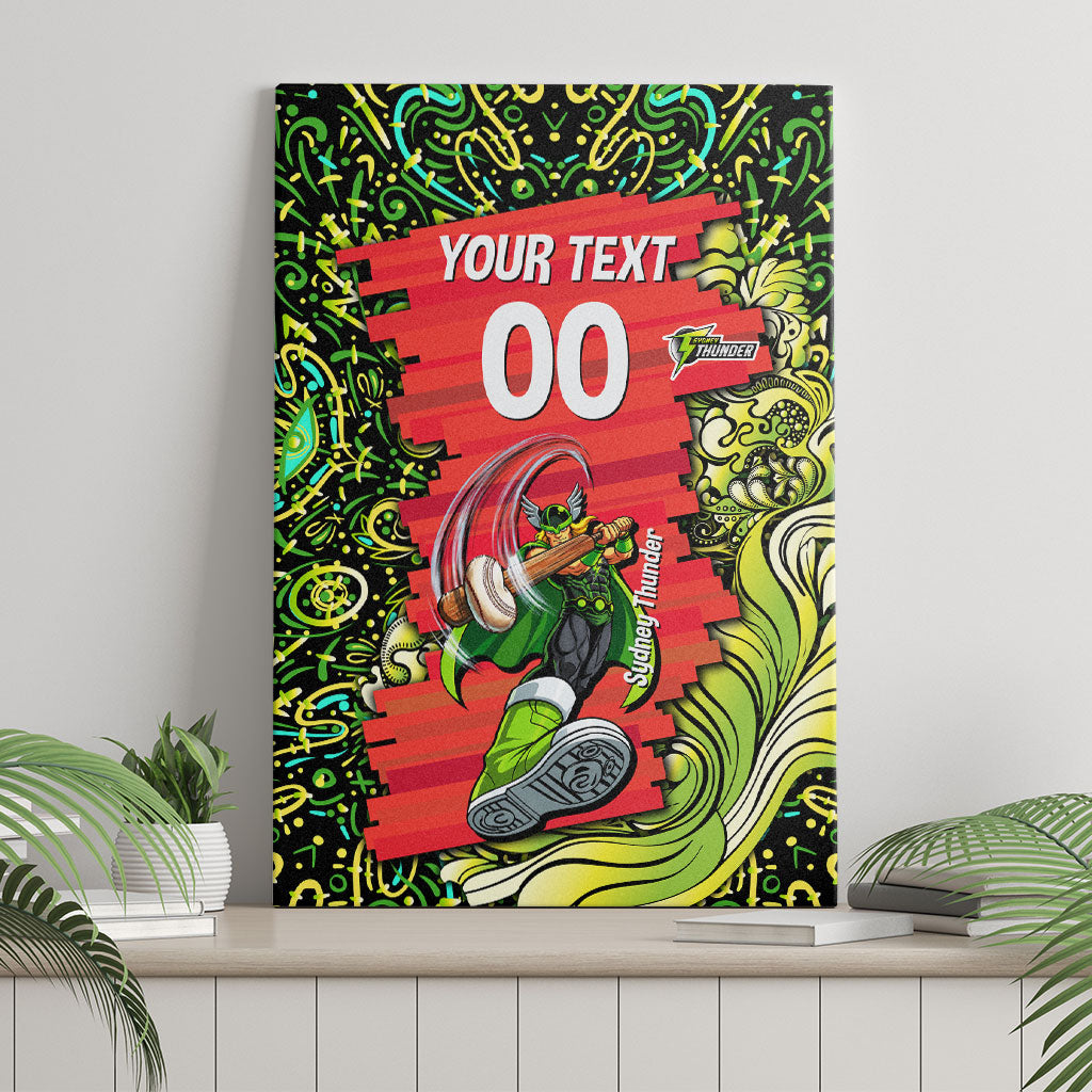 Personalized Sydney Thunder Cricket Canvas Wall Art Hippie Psychedelic Pattern Vibrant Mandala Art Style
