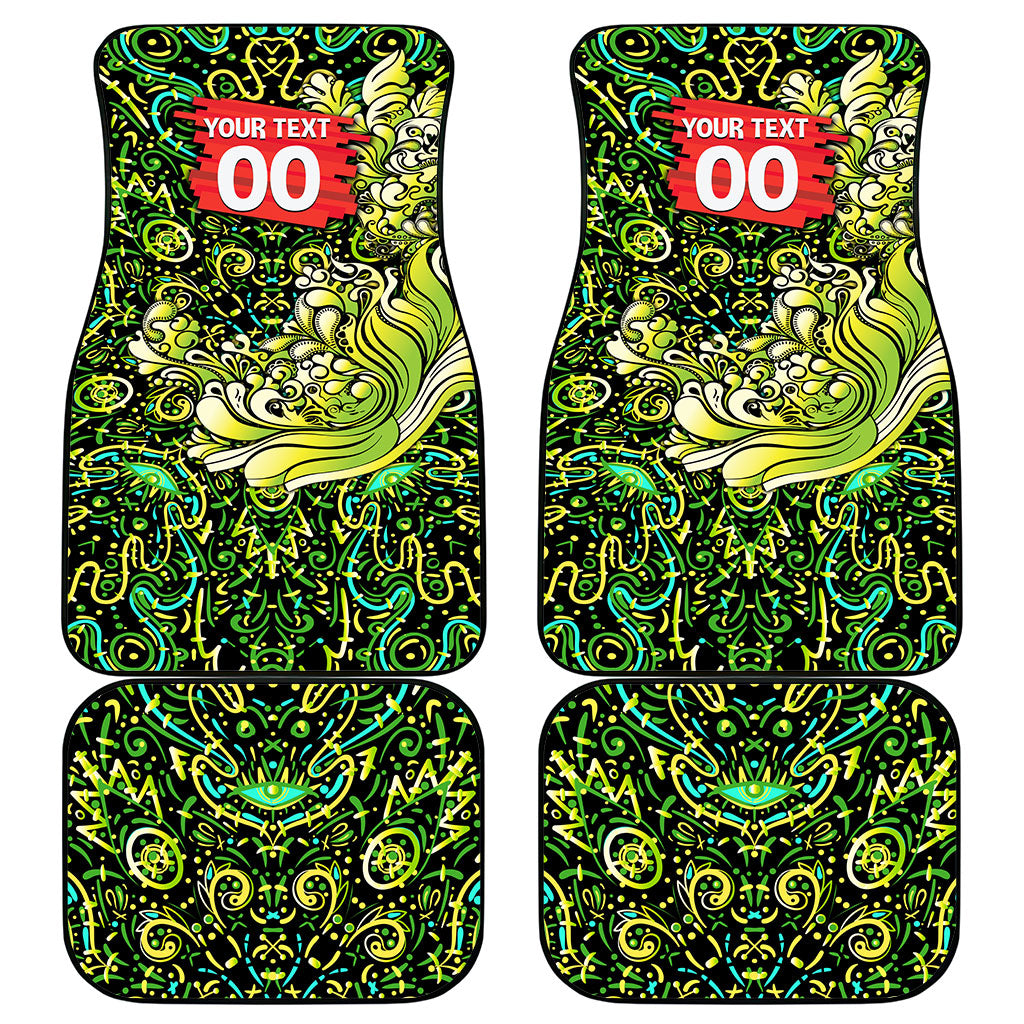Personalized Sydney Thunder Cricket Car Mats Hippie Psychedelic Pattern Vibrant Mandala Art Style