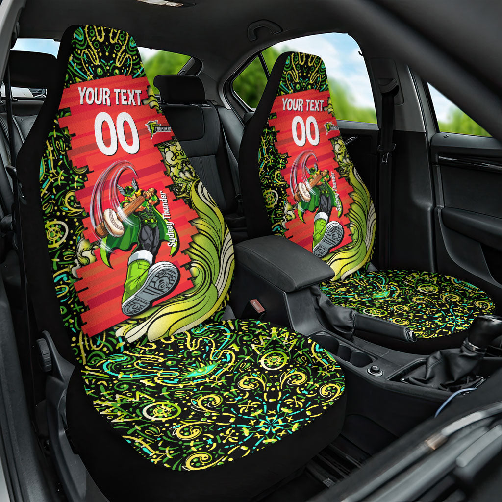 Personalized Sydney Thunder Cricket Car Seat Cover Hippie Psychedelic Pattern Vibrant Mandala Art Style