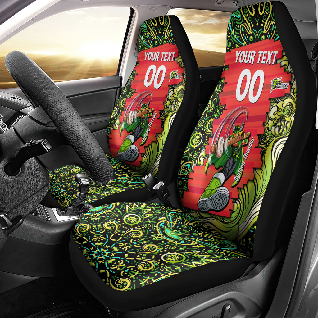 Personalized Sydney Thunder Cricket Car Seat Cover Hippie Psychedelic Pattern Vibrant Mandala Art Style