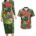 Personalized Sydney Thunder Cricket Couples Matching Long Sleeve Bodycon Dress and Hawaiian Shirt Hippie Psychedelic Pattern Vibrant Mandala Art Style