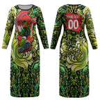 Personalized Sydney Thunder Cricket Couples Matching Long Sleeve Bodycon Dress and Hawaiian Shirt Hippie Psychedelic Pattern Vibrant Mandala Art Style