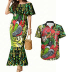 Personalized Sydney Thunder Cricket Couples Matching Mermaid Dress and Hawaiian Shirt Hippie Psychedelic Pattern Vibrant Mandala Art Style