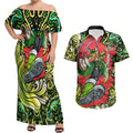 Personalized Sydney Thunder Cricket Couples Matching Off Shoulder Maxi Dress and Hawaiian Shirt Hippie Psychedelic Pattern Vibrant Mandala Art Style