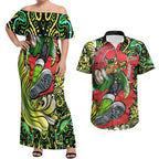 Personalized Sydney Thunder Cricket Couples Matching Off Shoulder Maxi Dress and Hawaiian Shirt Hippie Psychedelic Pattern Vibrant Mandala Art Style