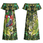 Personalized Sydney Thunder Cricket Couples Matching Off Shoulder Maxi Dress and Long Sleeve Button Shirt Hippie Psychedelic Pattern Vibrant Mandala Art Style