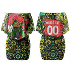 Personalized Sydney Thunder Cricket Couples Matching Off Shoulder Short Dress and Hawaiian Shirt Hippie Psychedelic Pattern Vibrant Mandala Art Style