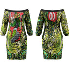 Personalized Sydney Thunder Cricket Couples Matching Off The Shoulder Long Sleeve Dress and Long Sleeve Button Shirt Hippie Psychedelic Pattern Vibrant Mandala Art Style