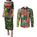 Personalized Sydney Thunder Cricket Couples Matching Puletasi and Long Sleeve Button Shirt Hippie Psychedelic Pattern Vibrant Mandala Art Style