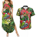 Personalized Sydney Thunder Cricket Couples Matching Summer Maxi Dress and Hawaiian Shirt Hippie Psychedelic Pattern Vibrant Mandala Art Style