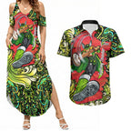 Personalized Sydney Thunder Cricket Couples Matching Summer Maxi Dress and Hawaiian Shirt Hippie Psychedelic Pattern Vibrant Mandala Art Style