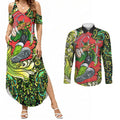 Personalized Sydney Thunder Cricket Couples Matching Summer Maxi Dress and Long Sleeve Button Shirt Hippie Psychedelic Pattern Vibrant Mandala Art Style