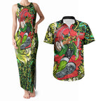 Personalized Sydney Thunder Cricket Couples Matching Tank Maxi Dress and Hawaiian Shirt Hippie Psychedelic Pattern Vibrant Mandala Art Style