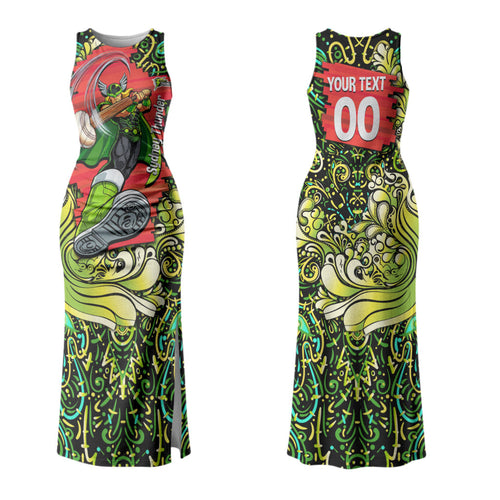 Personalized Sydney Thunder Cricket Couples Matching Tank Maxi Dress and Long Sleeve Button Shirt Hippie Psychedelic Pattern Vibrant Mandala Art Style