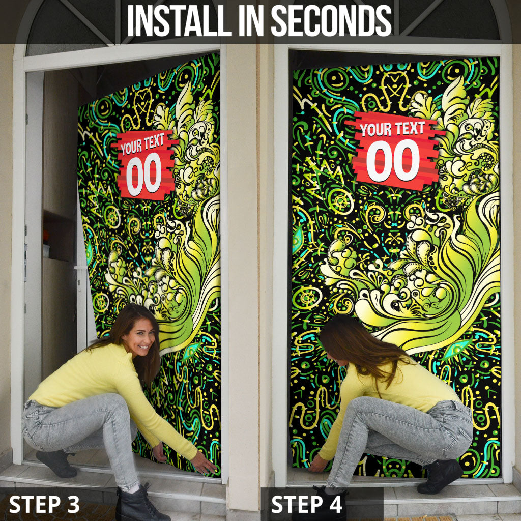 Personalized Sydney Thunder Cricket Door Cover Hippie Psychedelic Pattern Vibrant Mandala Art Style