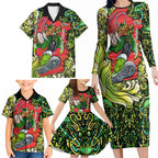 Personalized Sydney Thunder Cricket Family Matching Long Sleeve Bodycon Dress and Hawaiian Shirt Hippie Psychedelic Pattern Vibrant Mandala Art Style