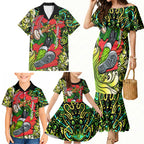 Personalized Sydney Thunder Cricket Family Matching Mermaid Dress and Hawaiian Shirt Hippie Psychedelic Pattern Vibrant Mandala Art Style