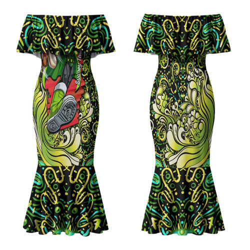 Personalized Sydney Thunder Cricket Family Matching Mermaid Dress and Hawaiian Shirt Hippie Psychedelic Pattern Vibrant Mandala Art Style