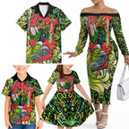 Personalized Sydney Thunder Cricket Family Matching Off The Shoulder Long Sleeve Dress and Hawaiian Shirt Hippie Psychedelic Pattern Vibrant Mandala Art Style