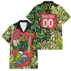 Personalized Sydney Thunder Cricket Family Matching Off The Shoulder Long Sleeve Dress and Hawaiian Shirt Hippie Psychedelic Pattern Vibrant Mandala Art Style