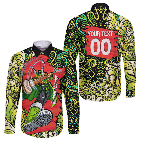 Personalized Sydney Thunder Cricket Family Matching Puletasi and Hawaiian Shirt Hippie Psychedelic Pattern Vibrant Mandala Art Style