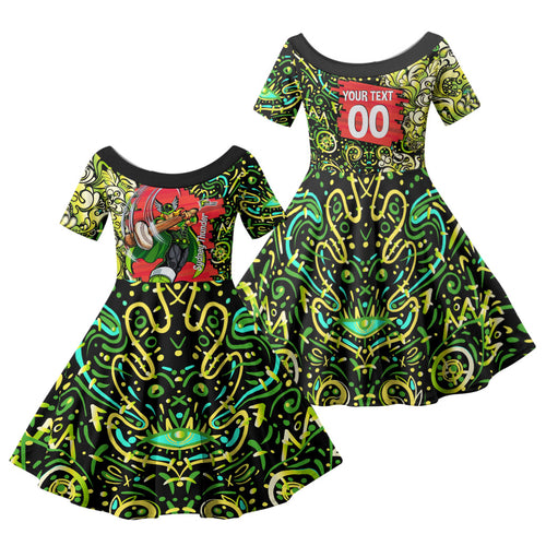 Personalized Sydney Thunder Cricket Family Matching Puletasi and Hawaiian Shirt Hippie Psychedelic Pattern Vibrant Mandala Art Style