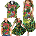 Personalized Sydney Thunder Cricket Family Matching Summer Maxi Dress and Hawaiian Shirt Hippie Psychedelic Pattern Vibrant Mandala Art Style
