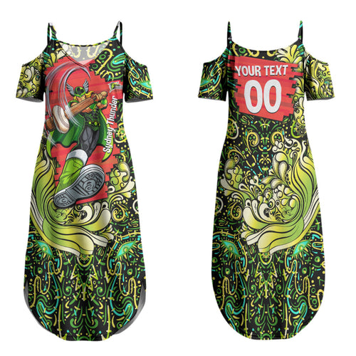 Personalized Sydney Thunder Cricket Family Matching Summer Maxi Dress and Hawaiian Shirt Hippie Psychedelic Pattern Vibrant Mandala Art Style