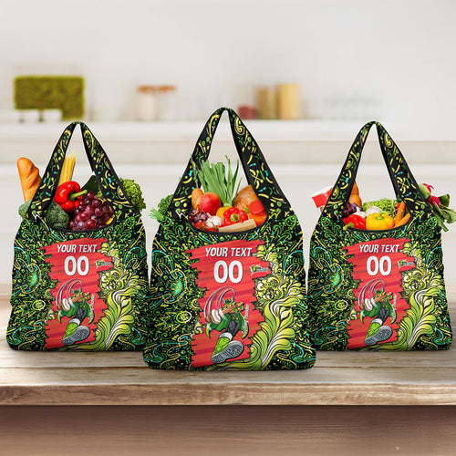 Personalized Sydney Thunder Cricket Grocery Bag Hippie Psychedelic Pattern Vibrant Mandala Art Style
