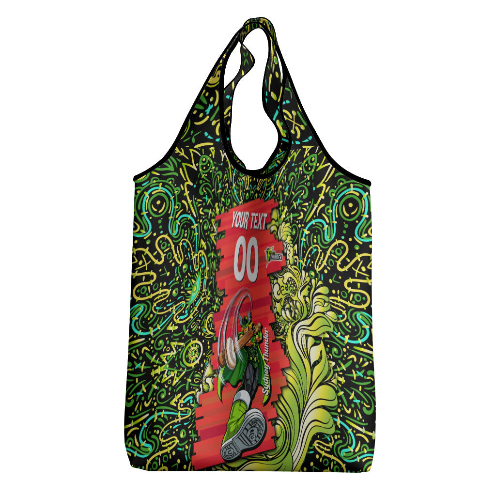 Personalized Sydney Thunder Cricket Grocery Bag Hippie Psychedelic Pattern Vibrant Mandala Art Style