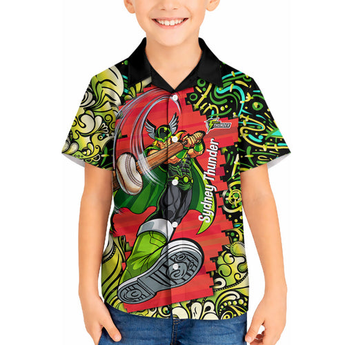 Personalized Sydney Thunder Cricket Hawaiian Shirt Hippie Psychedelic Pattern Vibrant Mandala Art Style