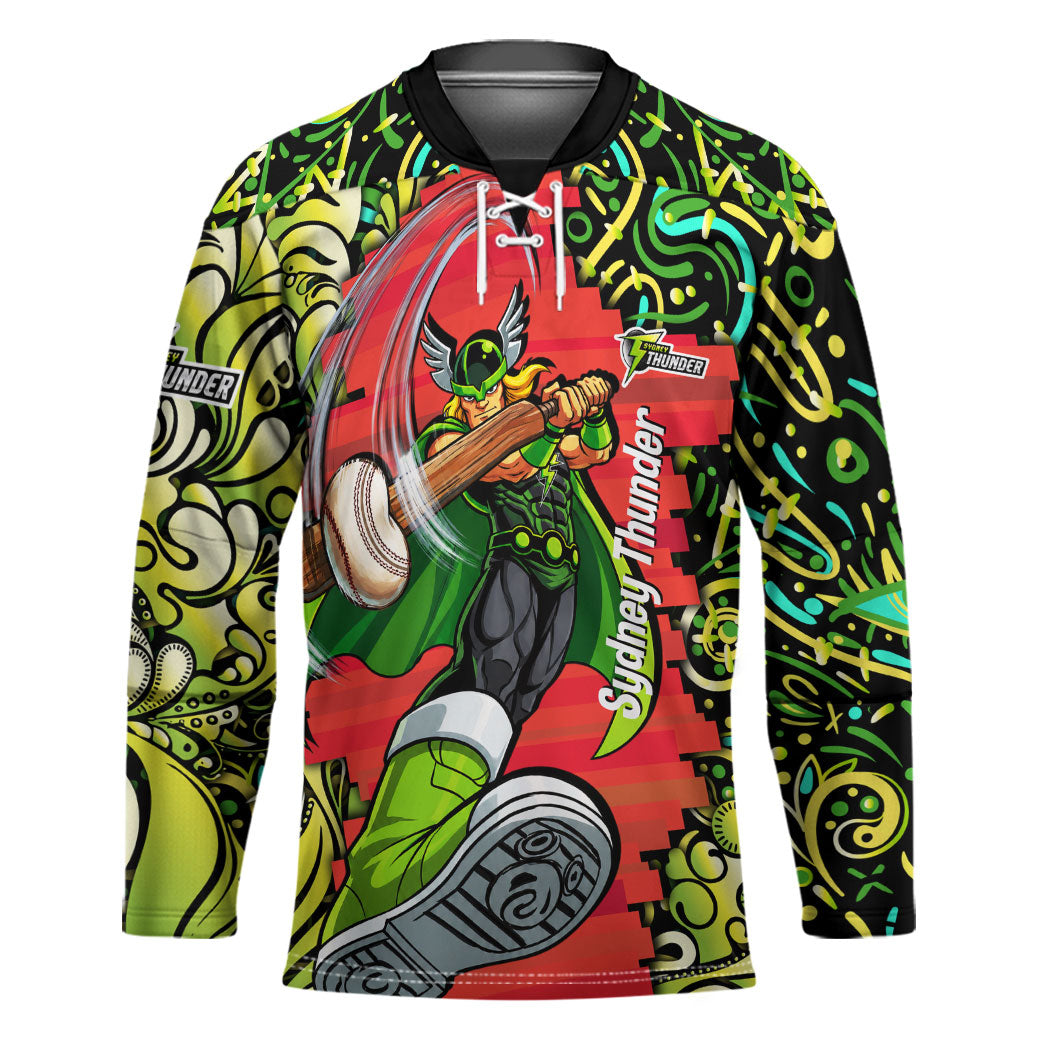Personalized Sydney Thunder Cricket Hockey Jersey Hippie Psychedelic Pattern Vibrant Mandala Art Style