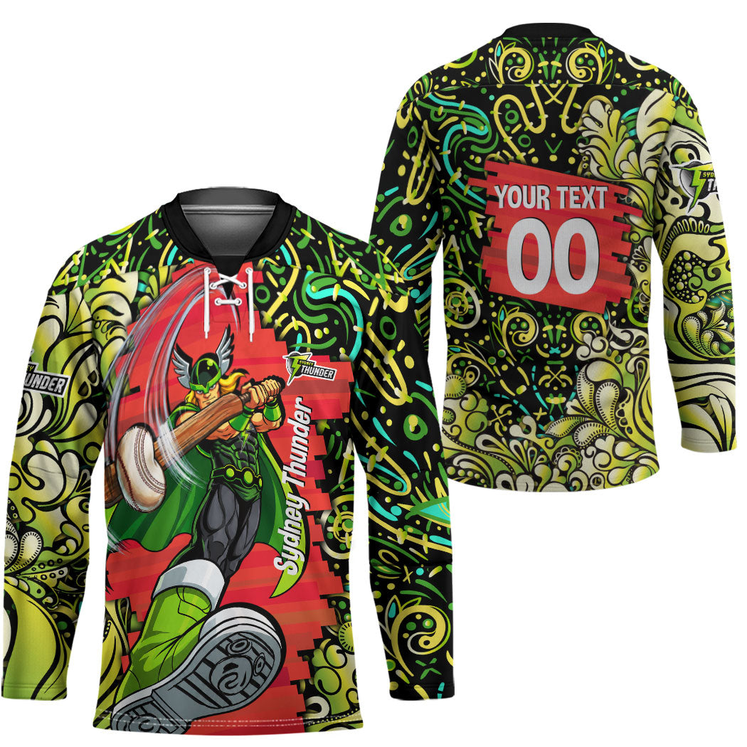 Personalized Sydney Thunder Cricket Hockey Jersey Hippie Psychedelic Pattern Vibrant Mandala Art Style