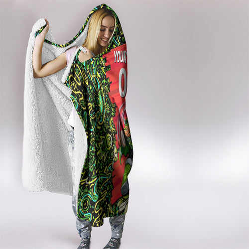 Personalized Sydney Thunder Cricket Hooded Blanket Hippie Psychedelic Pattern Vibrant Mandala Art Style