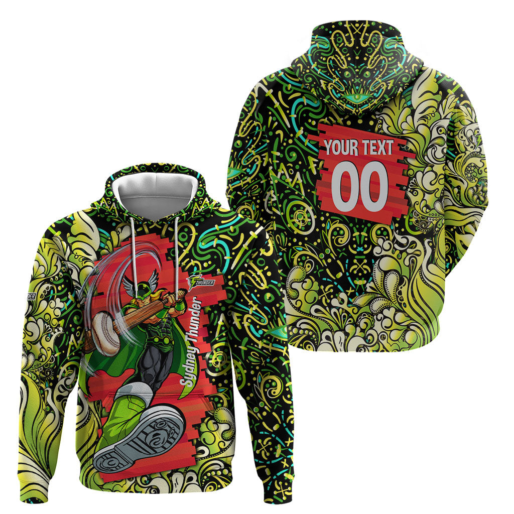 Personalized Sydney Thunder Cricket Hoodie Hippie Psychedelic Pattern Vibrant Mandala Art Style